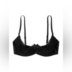 BNWT Iefiel Womens Sexy Half Cup Lace Push Up Balconette Bra Black